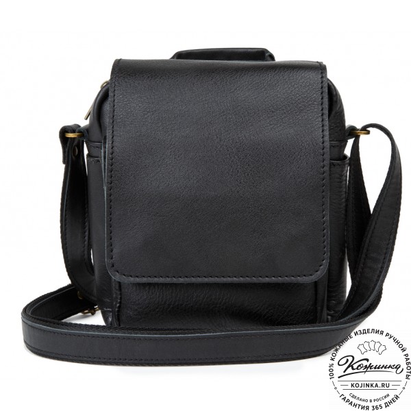 Кожаная сумка через плечо "Шерлок" (черная). фото 1